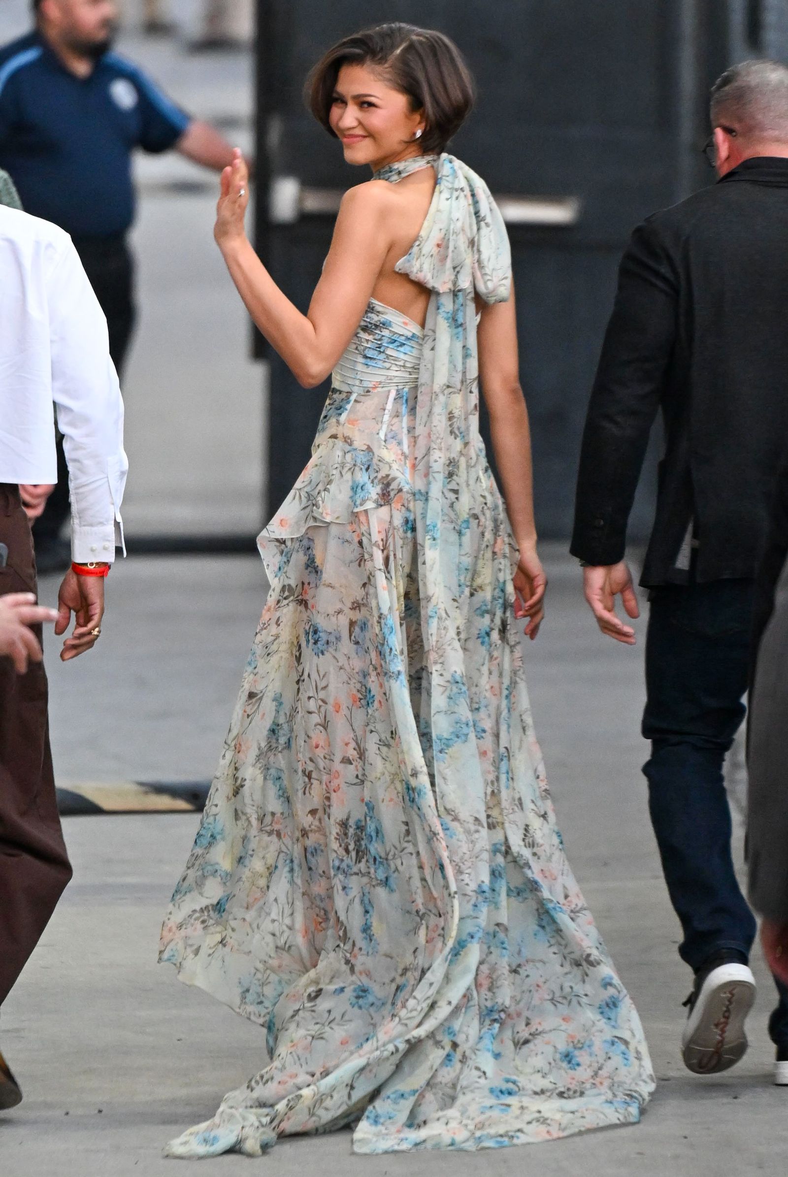 Image may contain Zendaya Clothing Dress Formal Wear Adult Person Footwear Shoe Evening Dress Head and Face