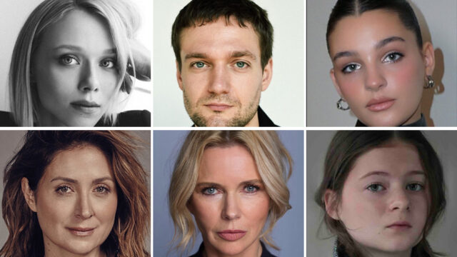 Six portrait photos in a 3x2 grid: top row—black-and-white woman, man, and woman with slicked-back hair; bottom row—three women with varied hair colors and styles.