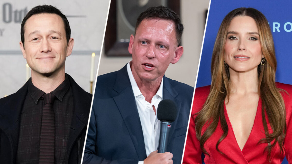 Three-panel collage: left man in dark jacket smiles at camera; center man in navy suit speaks into a microphone; right woman in red blazer smiles against a blue backdrop.
