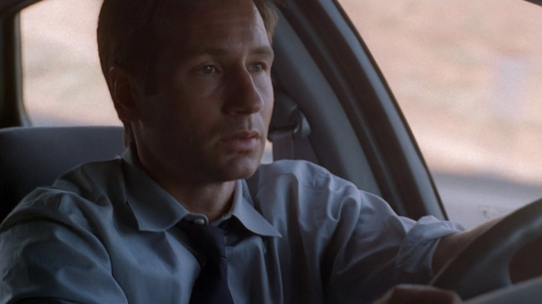 David Duchovny as Mulder driving car in The X-Files