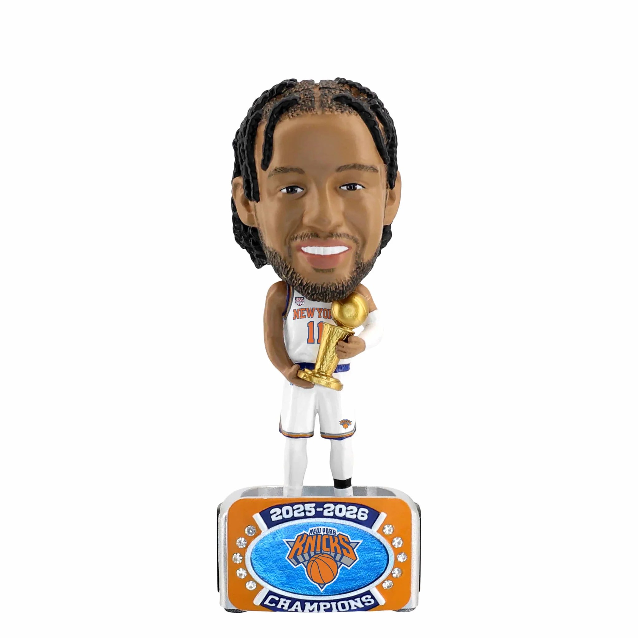 Jalen Brunson New York Knicks 2026 NBA Champions 6.5 in Ring Base Medium Bighead Bobblehead