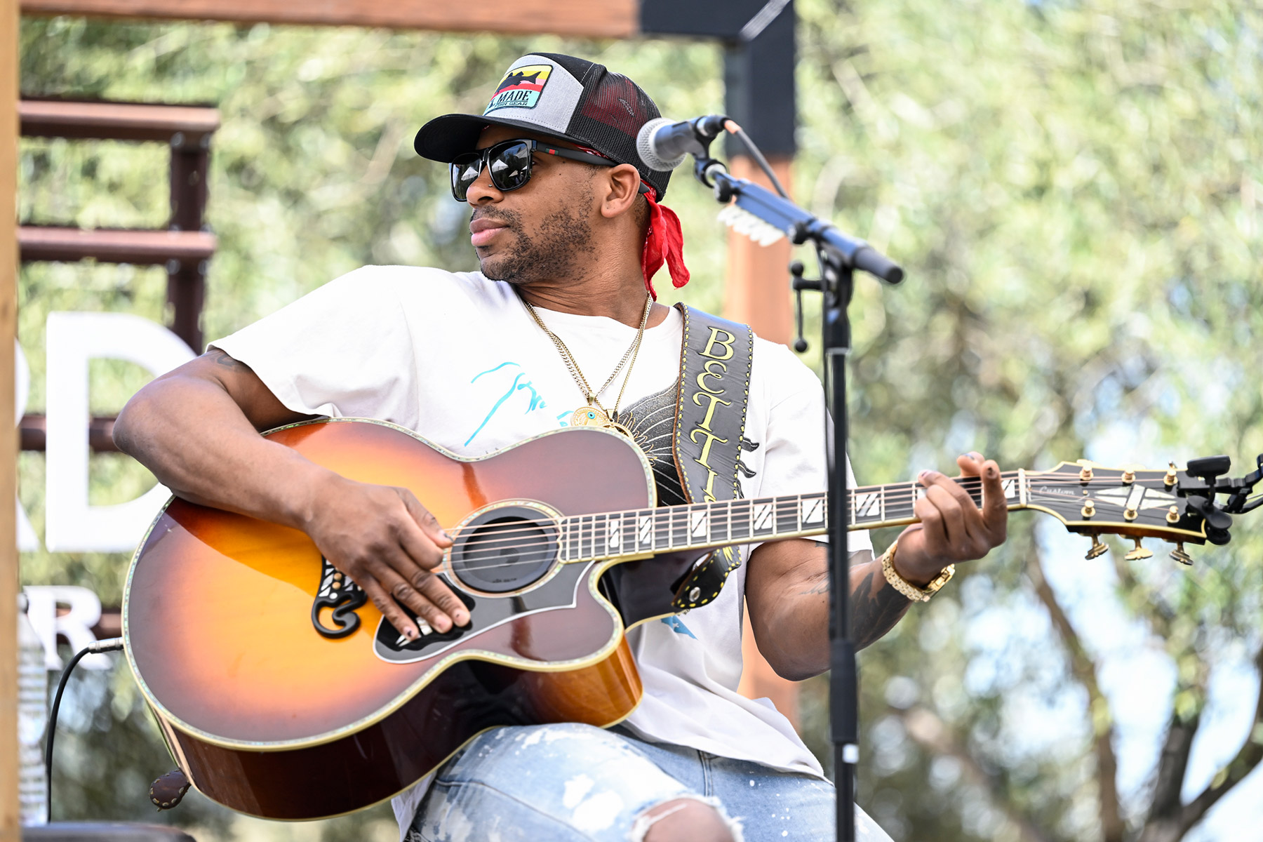 Singer Jimmie Allen performs on Day 3 of Live In The Vineyard Goes Country at Regusci Winery on April 27, 2023 in Napa, California.