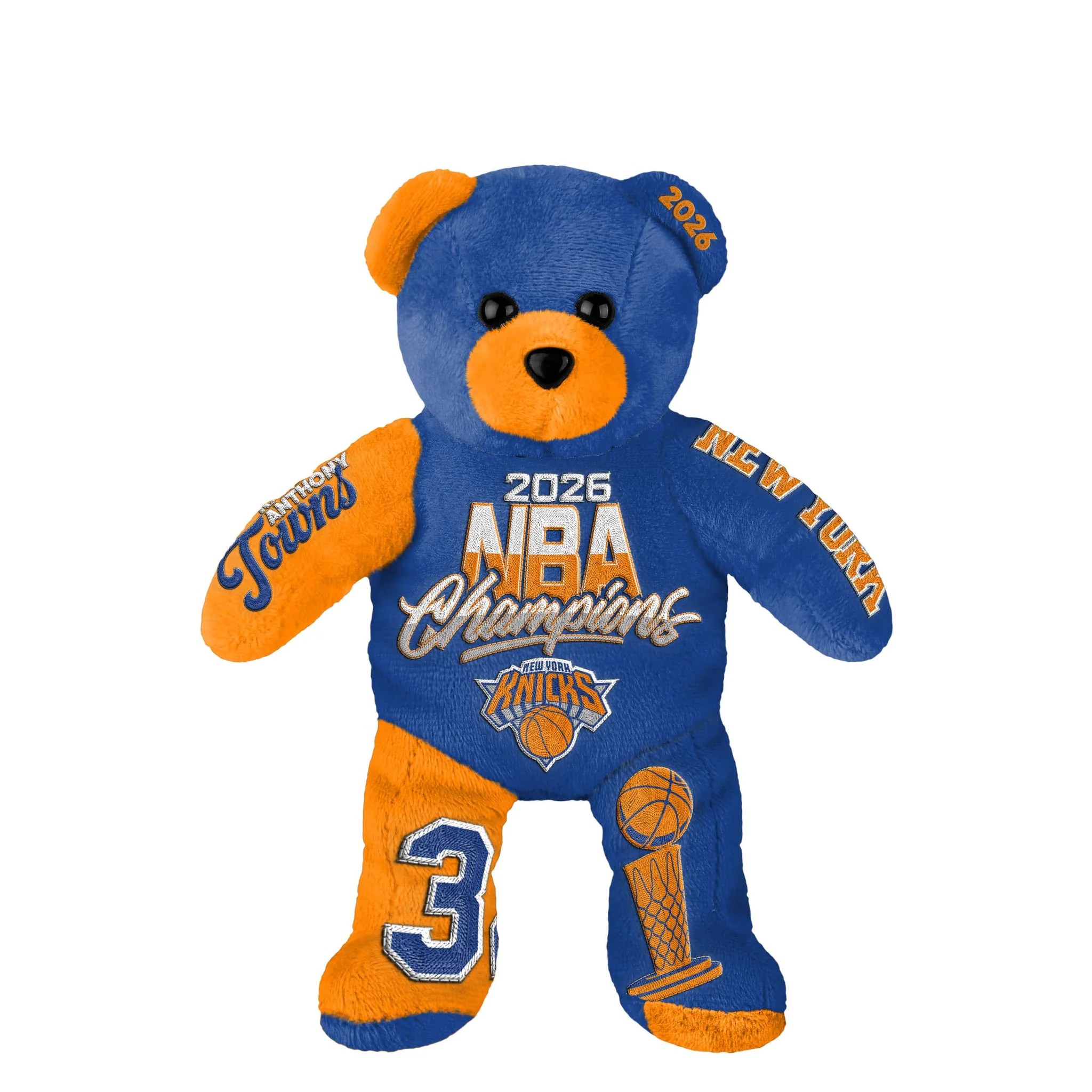 Karl-Anthony Towns New York Knicks 2026 NBA Champions Team Beans Embroidered Player Bear