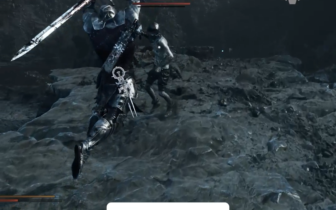 Armored knight lunges with a long sword across rocky terrain; bold red promotional caption overlays the scene. Mortal Shell 2 label at bottom.