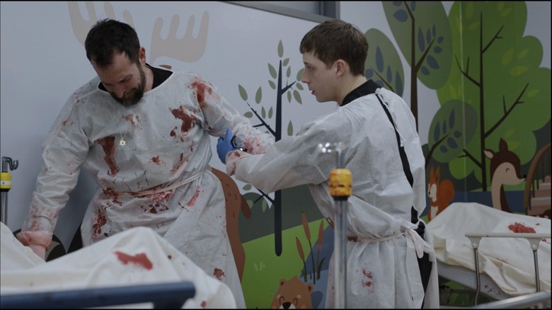 The pitt doctors bloody after a long day