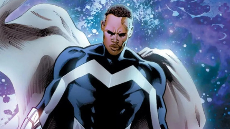 Blue Marvel walks through the cosmos.