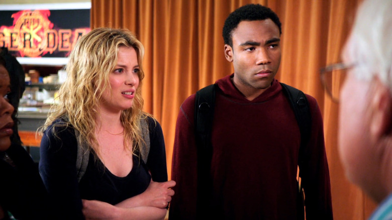Community, Britta and Troy looking unhappy