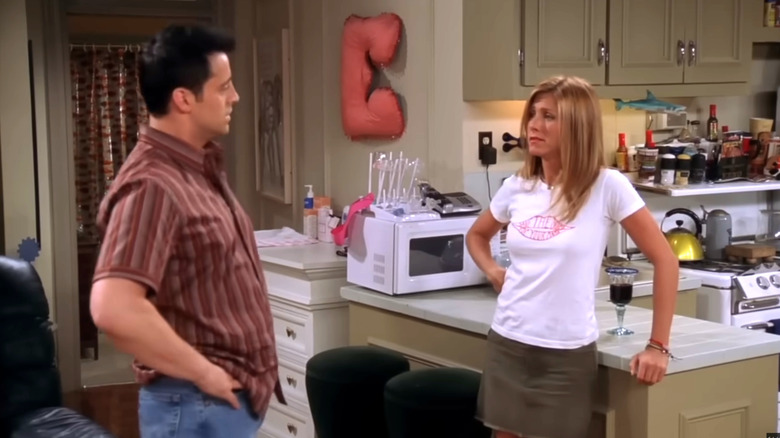 Friends, Joey and Rachel considering each other