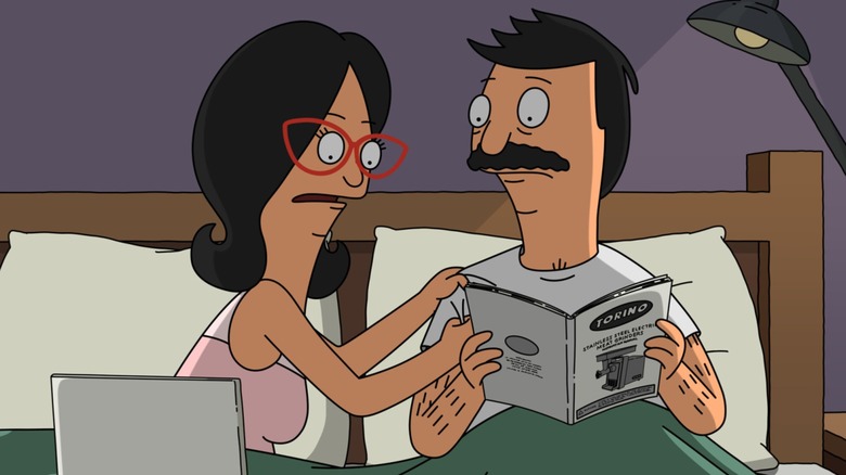 Linda and Bob reading in bed in Bob's Burgers