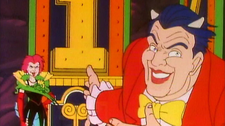 The devilish Dyb Devlin points to Door Number One on his satanic gameshow on an episode of The Real Ghostbusters.