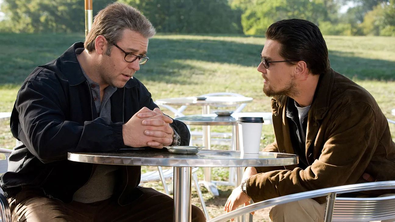 Body of Lies, from left: Russell Crowe, Leonardo DiCaprio, 2008.
