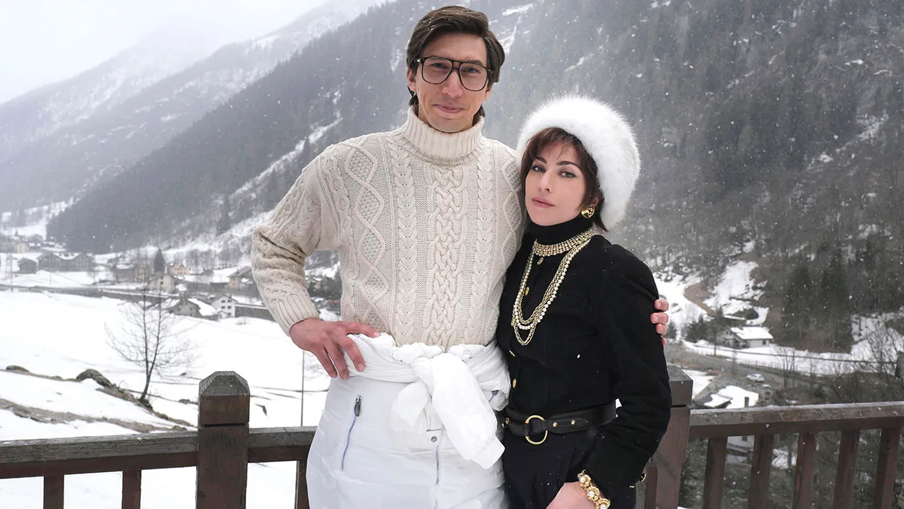 Adam Driver (Maurizio Gucci) and Lady Gaga (Patrizia Reggiani) in HOUSE OF GUCCI.