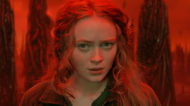 Sadie Sink as Max in a red wasteland in Stranger Things