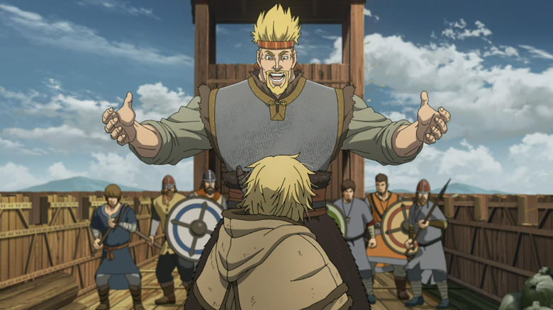 Thorfinn faces Thorkell in Vinland Saga.
