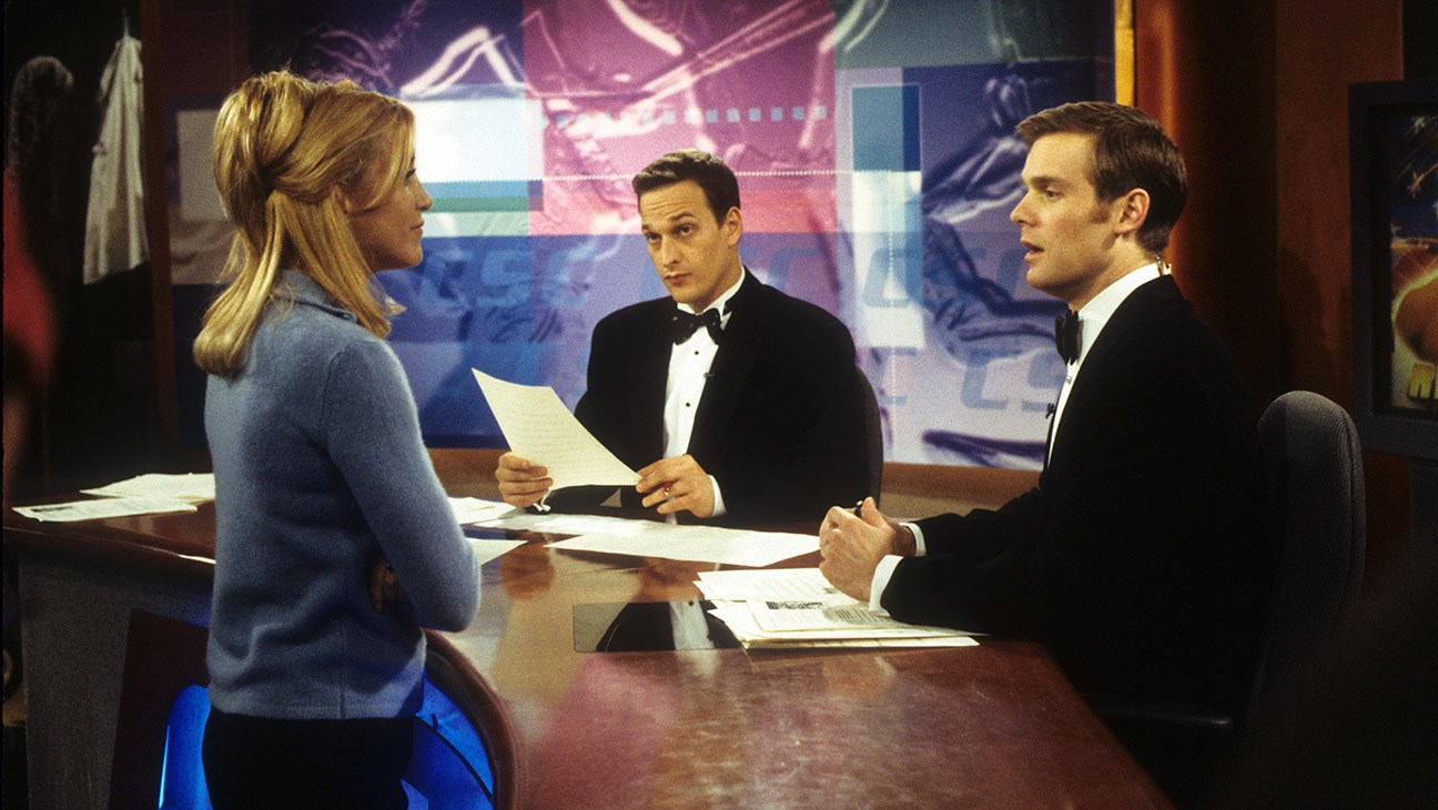 From left: Felicity Huffman, Josh Charles, Peter Krause in 'Sports Night.'