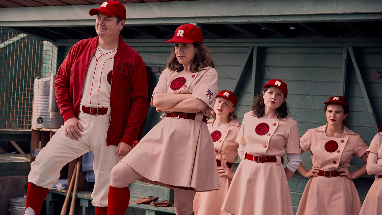 Nick Offerman and Abbi Jacobson in A League of Their Own