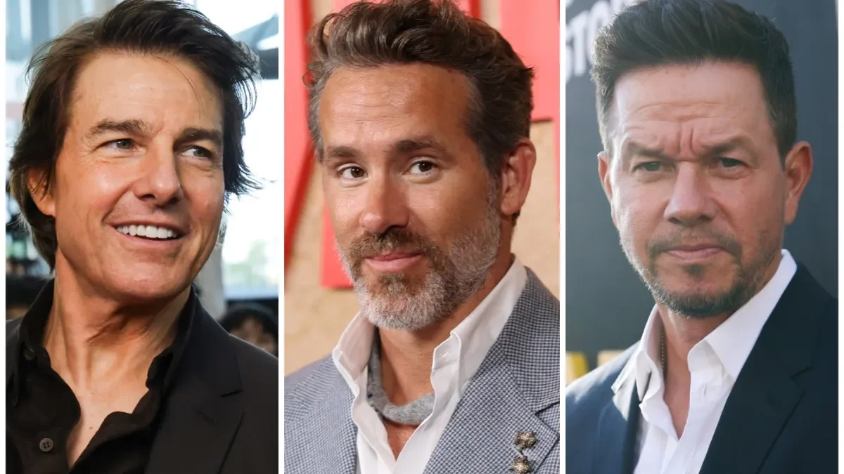 Three men in dress jackets appear in side-by-side portrait panels against different backgrounds.