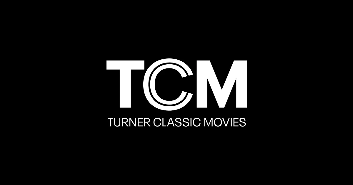 White TCM logo with Turner Classic Movies text centered on a black background.